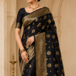White Silk Linen with Small Gold Border Saree (Copy)